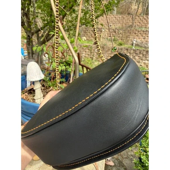 Coach 1941 Saddle Bag 23 Black Glovetanned Leather Crossbody 58241 Brass Chain - Picture 9 of 16